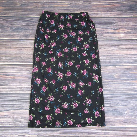 AFRM NEW NWT XS Black Pink Floral Midi Pencil Skirt - Picture 7 of 7